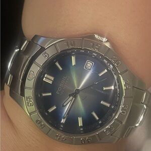 Fossil Men's Silver and Blue Watch